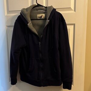 Men's Navy Zip-Up Sweater with Hood
